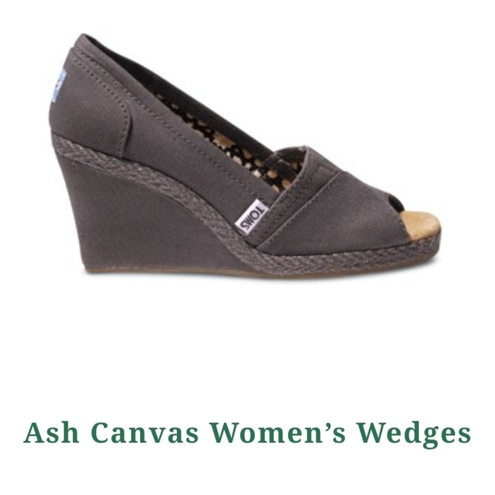 TOMS Ash Gray Canvas Women's Wedges New Size 7